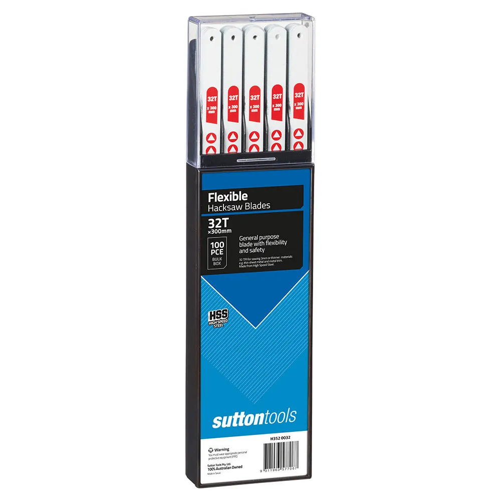 SUTTON 300mm 32TPI Flexible HSS Hacksaw Blade - 100 Pack H3520032