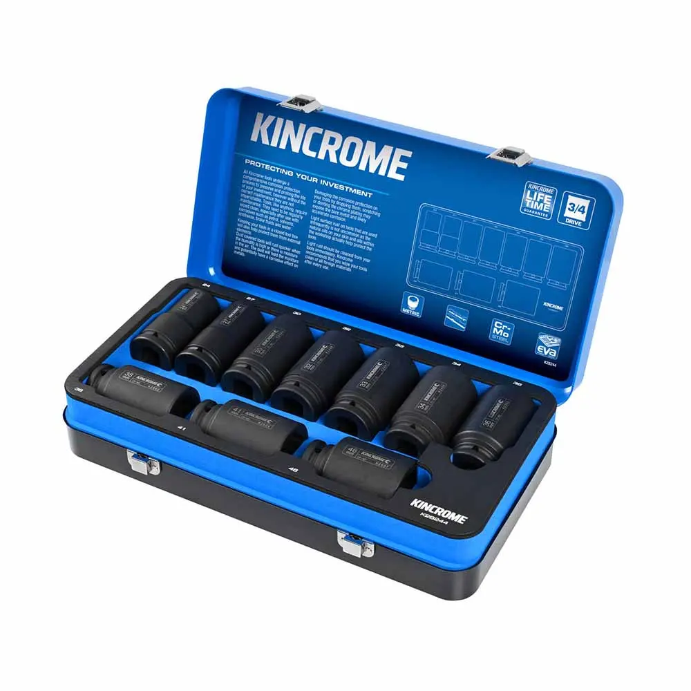 KINCROME Impact 3/4" Drive Socket Set Deep Metric 10 Piece K28244