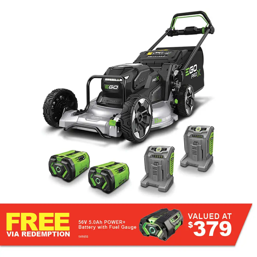 EGO 56V POWER+ Commercial 53cm Aluminium Deck Self-Propelled Lawn Mower 2 x 12Ah Kit LMX5307SP-2