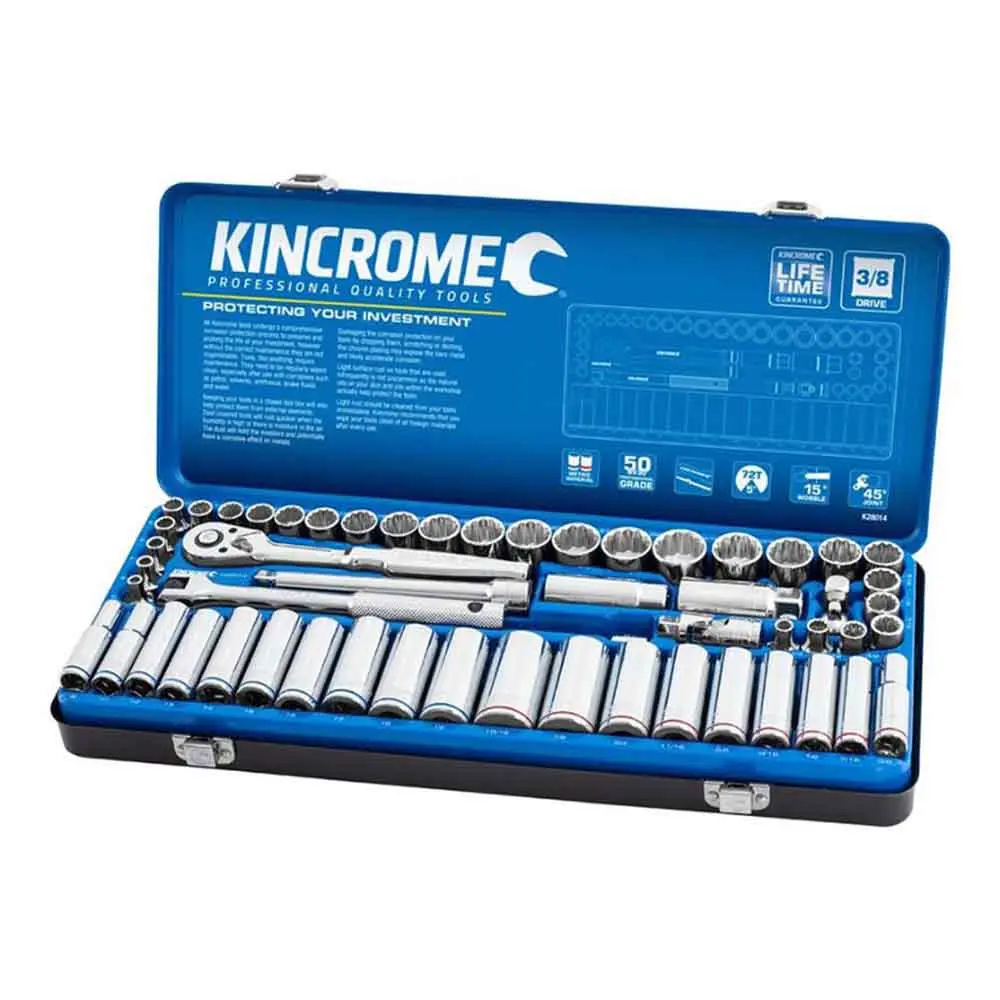 KINCROME 3/8" Drive Socket Set Deep/Standard Metric & Imperial 57 Piece K28014