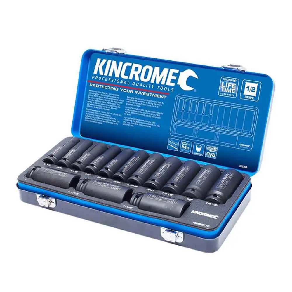 KINCROME 14 Piece Impact 1/2" Drive Socket Set Deep Imperial K28207