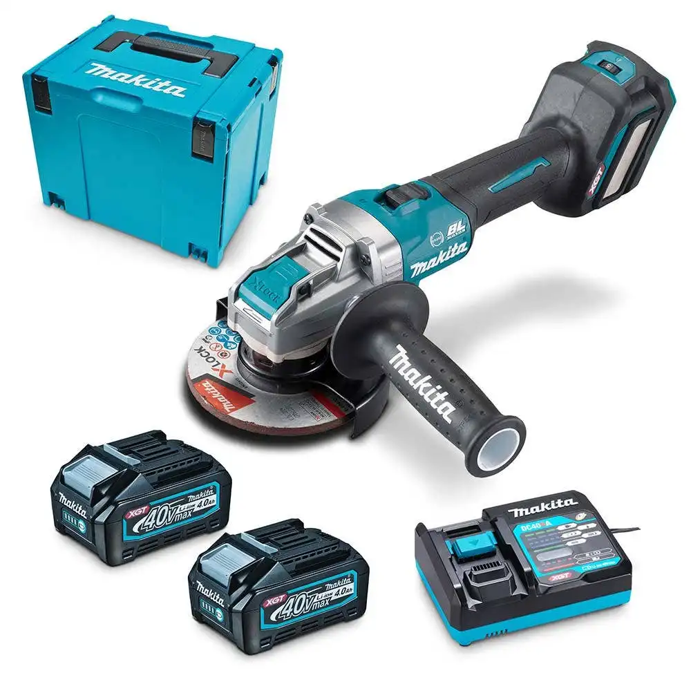 MAKITA 40V Max XGT Brushless X-Lock 2 x 4.0Ah 125mm Slide Switch Angle Grinder Kit GA041GM202