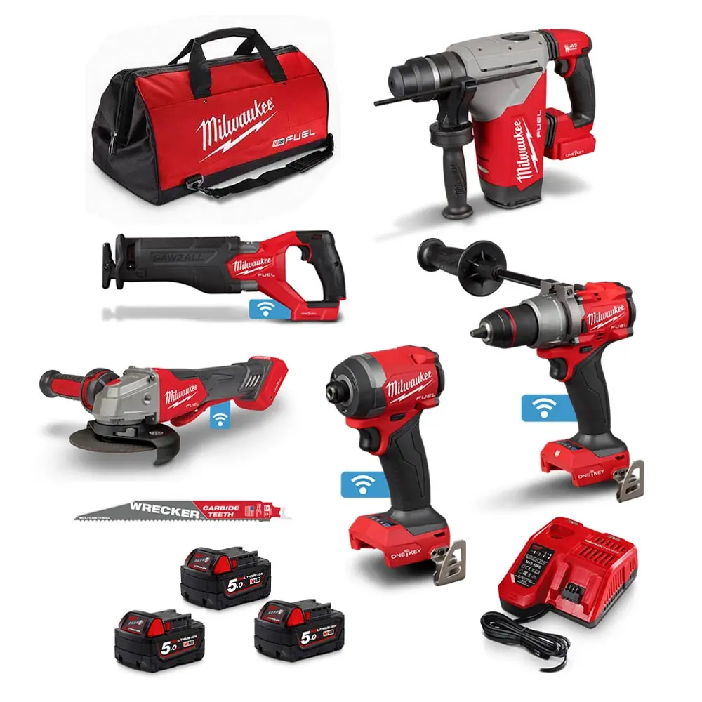 MILWAUKEE 18V FUEL ONE-KEY 5 Piece 3 x 5.0Ah Combo Kit M18ONEPP5A3503B