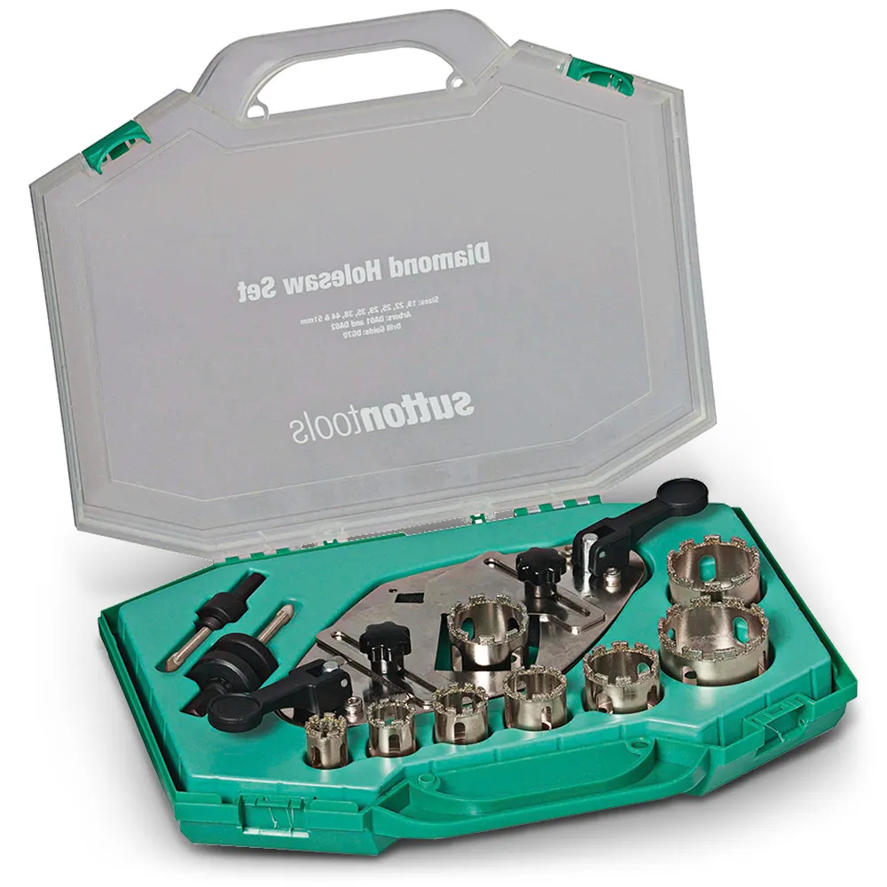 SUTTON 19-51mm Diamond Grit Holesaw Set w. Guide - 11 Piece