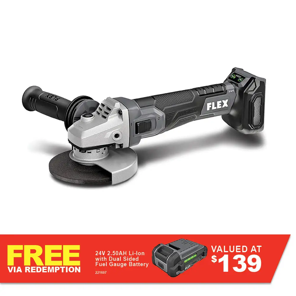 FLEX 24V Brushless 125mm V/Speed S/Switch Angle Grinder Skin FXA3181A-Z