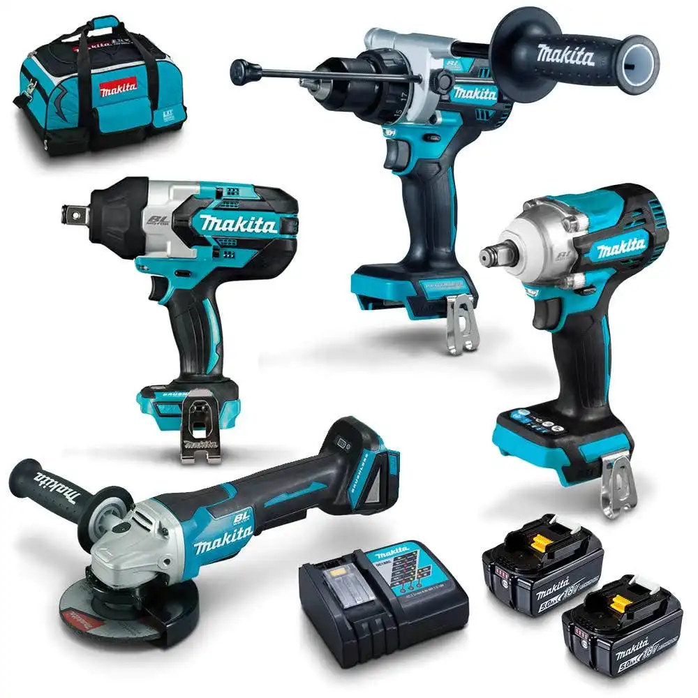 MAKITA 18V Brushless 4 Piece 2 x 5.0Ah Combo Kit DLX4151TX1