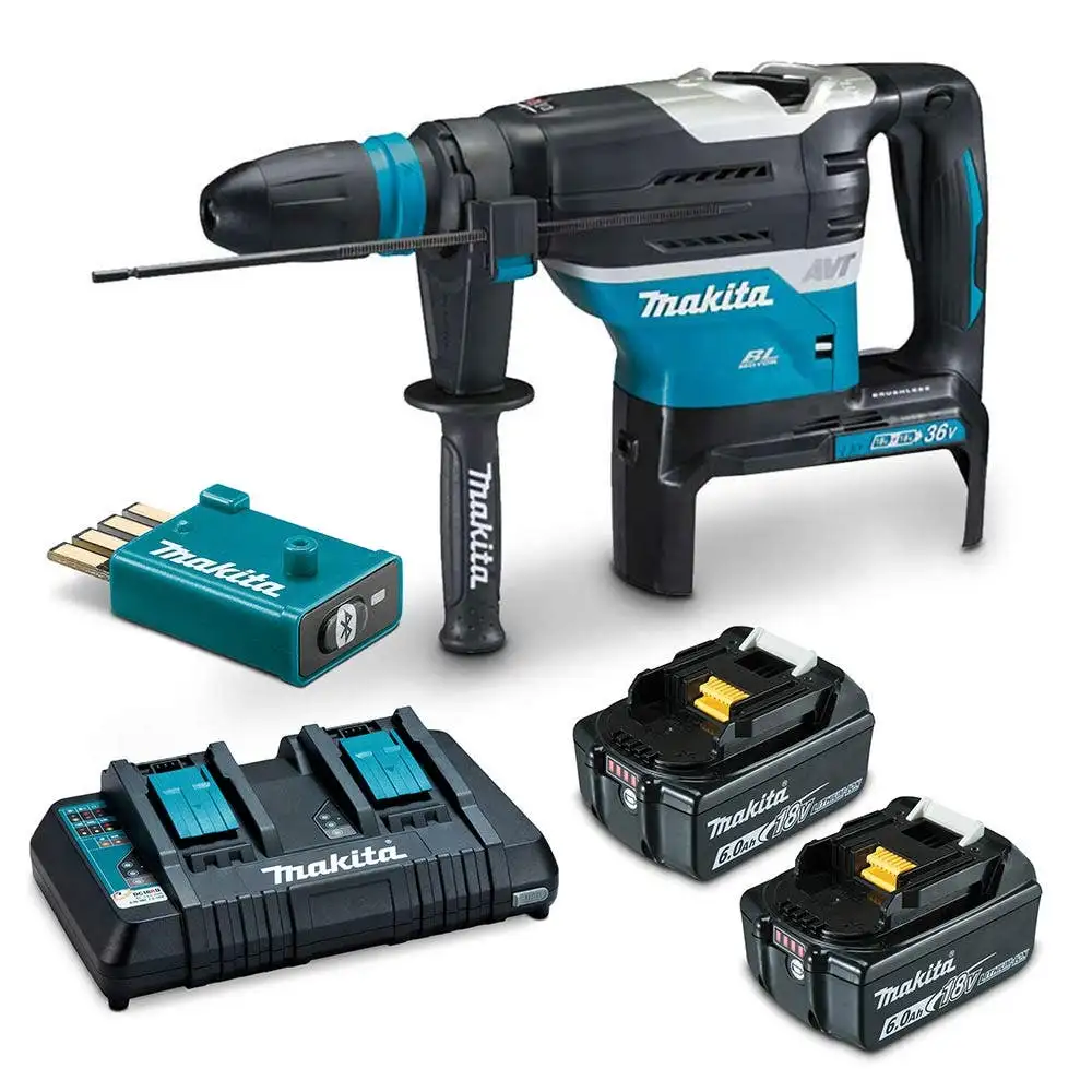 MAKITA 36V (18Vx2) Brushless 2 x 6.0Ah AWS 40mm SDS Max Rotary Hammer Kit DHR400G2UN