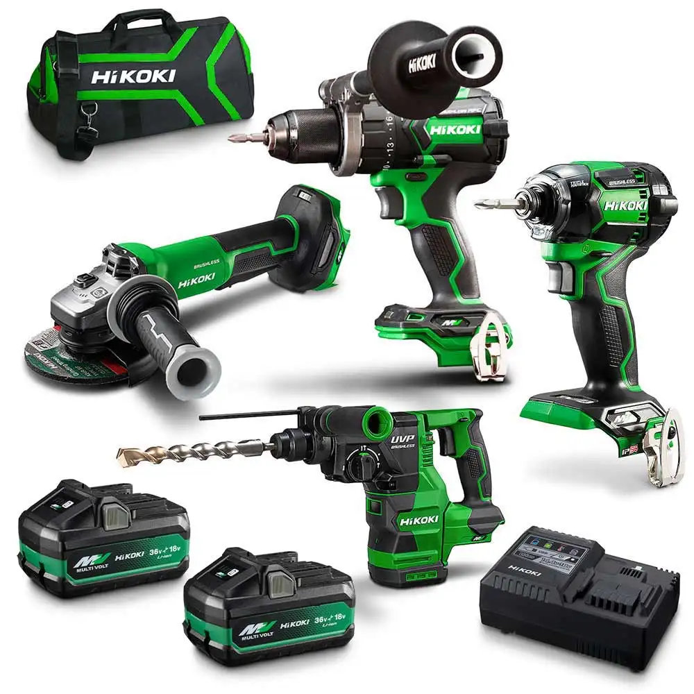 HiKOKI 36V Brushless 4 Piece 2 x 2.5/5.0Ah Combo Kit KC36D4A3(HRZ)