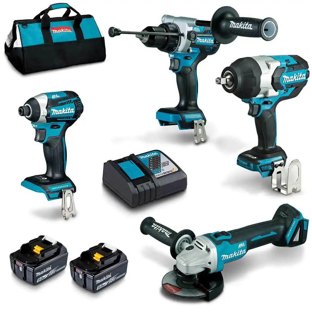 MAKITA 18V Brushless 4 Piece 2 x 5.0Ah Combo Kit DLX4144TX1