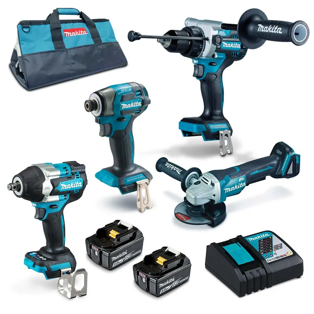 MAKITA 18V Brushless 4 Piece 2 x 5.0AH Combo Kit DLX4186TX1