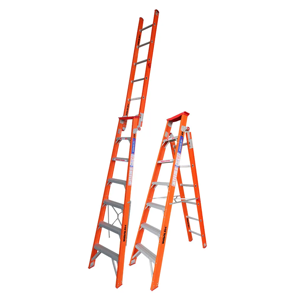 INDALEX 135kg Trade 2.1m - 3.8m Fibreglass Dual Purpose Ladder TRDDPF7