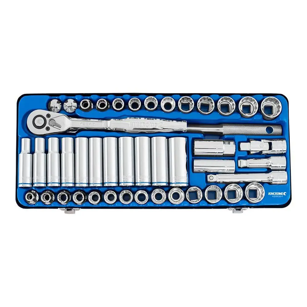 KINCROME 1/2" Drive Socket Set Deep/Standard Metric & Imperial 45 Piece K28024