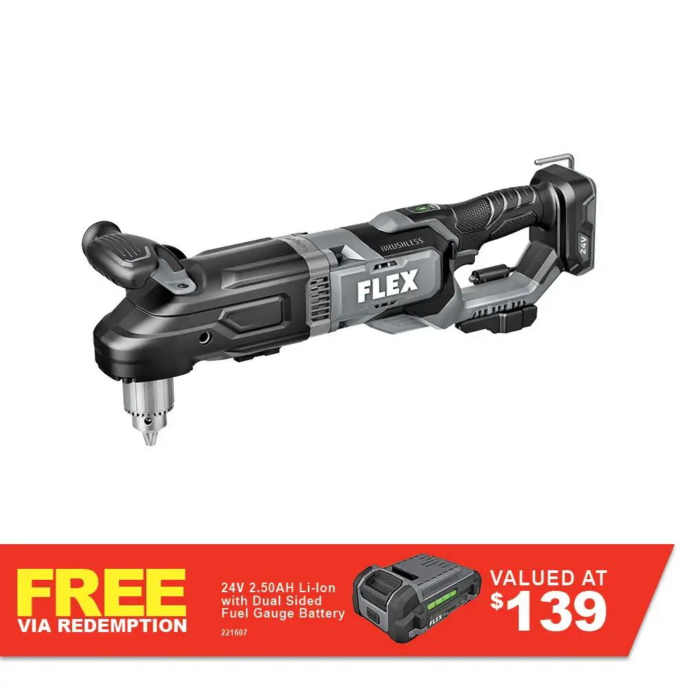 FLEX 24V Brushless 1/2inch 270nm 2gear Turbomode Right Angle Drill Skin FXA1681-Z