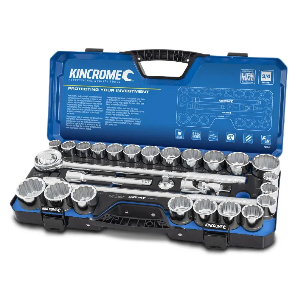 KINCROME 28 Piece Socket Set Metric & Imperial 3/4 Drive K28045