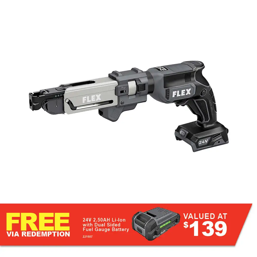 FLEX 24V Brushless 1/4" Drywall Screw Gun with Magazine Attachment Skin FXA1611-Z