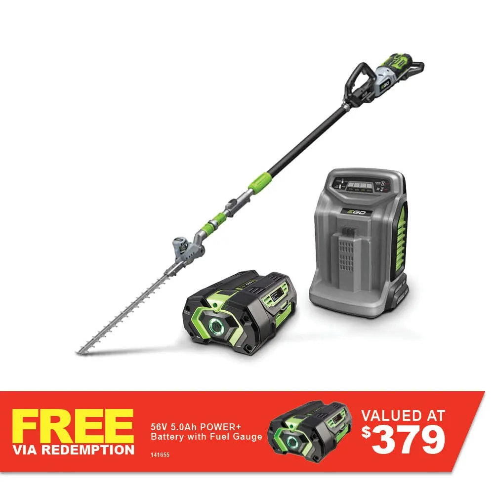 EGO POWER+ 56V 1 x 5.0Ah Commercial Telescopic Power Pole Plus Hedge Trimmer Attachment Kit PPTX5105