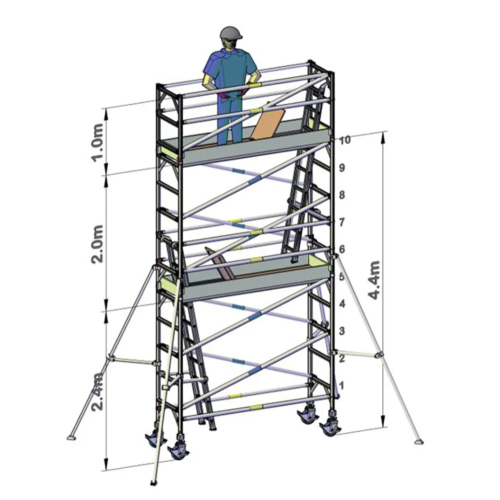 OLDFIELDS 4.4x2.4x0.7M D - 2 WD Scaffold Pro Series Mobile Tower TP07244402
