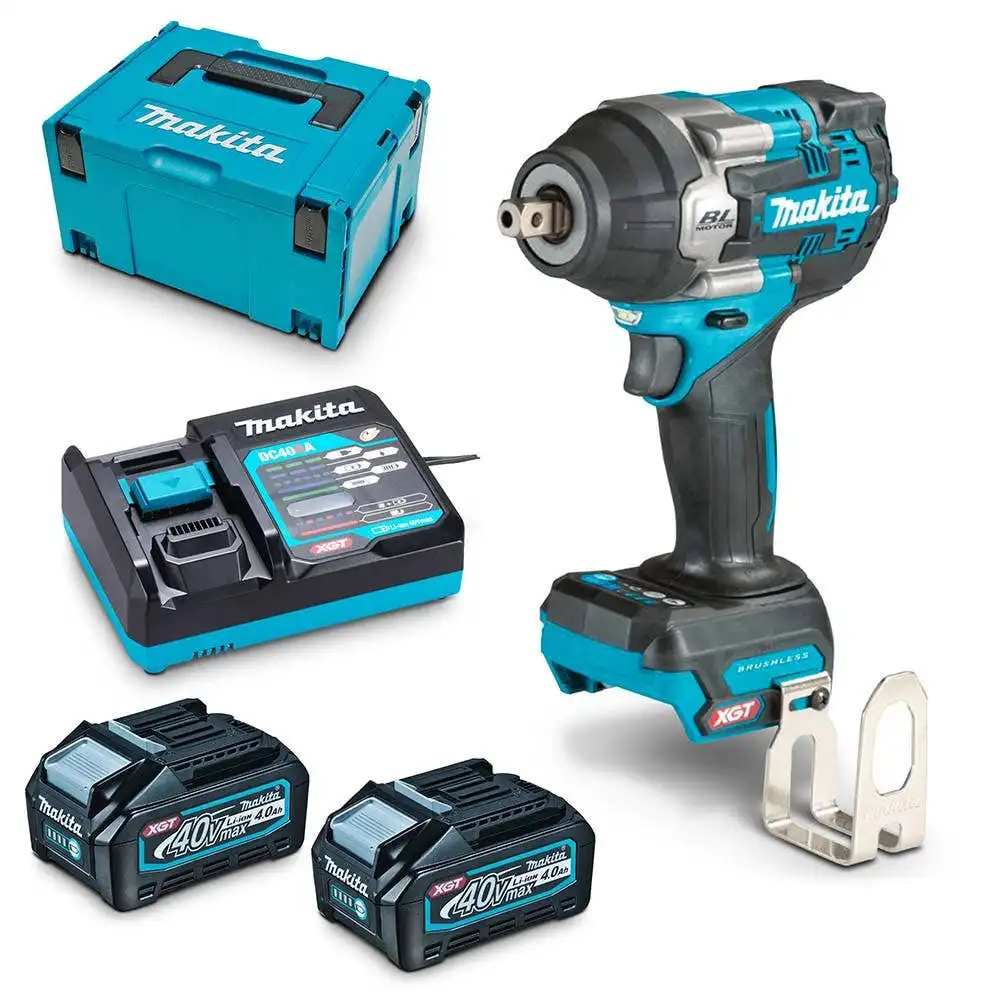 MAKITA 40V Max XGT Brushless 2 x 4.0Ah 1/2" Mid Torque Pin Detent Impact Wrench Kit TW008GM201