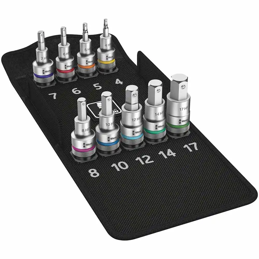 WERA 8740 C HF 1 Zyklop Bit Socket Set w/ 1/2" DR, w/ Holding Function - 9 Piece WER004201