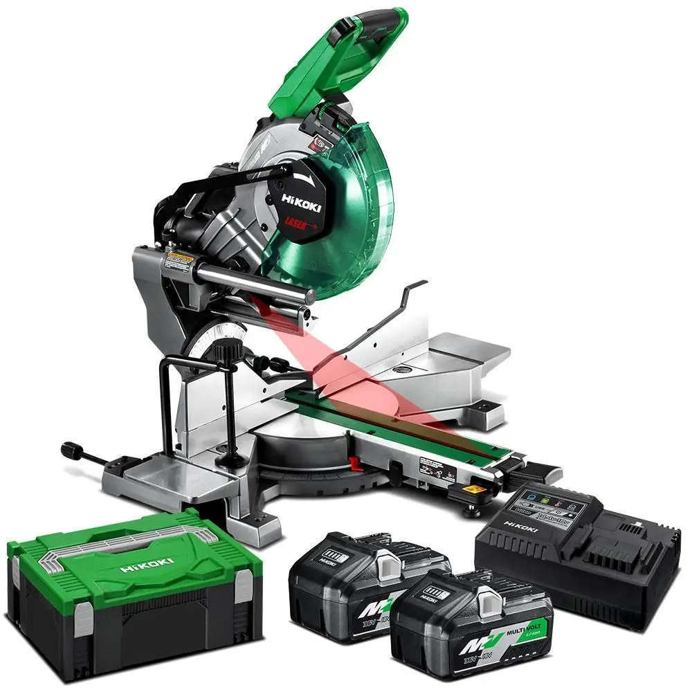 HIKOKI 36V MULTIVOLT 2 x 4.0Ah/8.0Ah 255mm Compound Mitre Saw Kit C3610DRA(HAZ)
