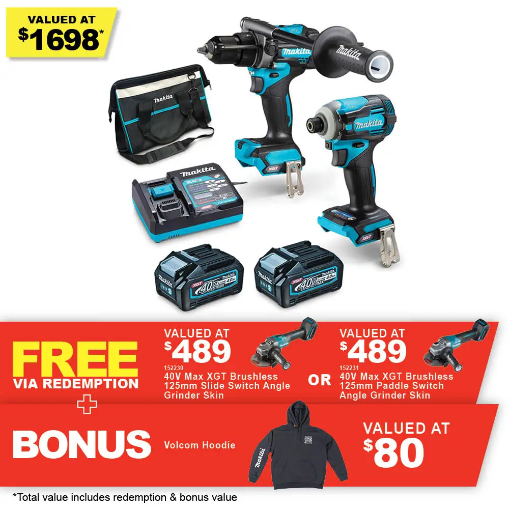 MAKITA 40V Max XGT Brushless 2 Piece 2 x 4.0Ah Combo Kit DK0114G209
