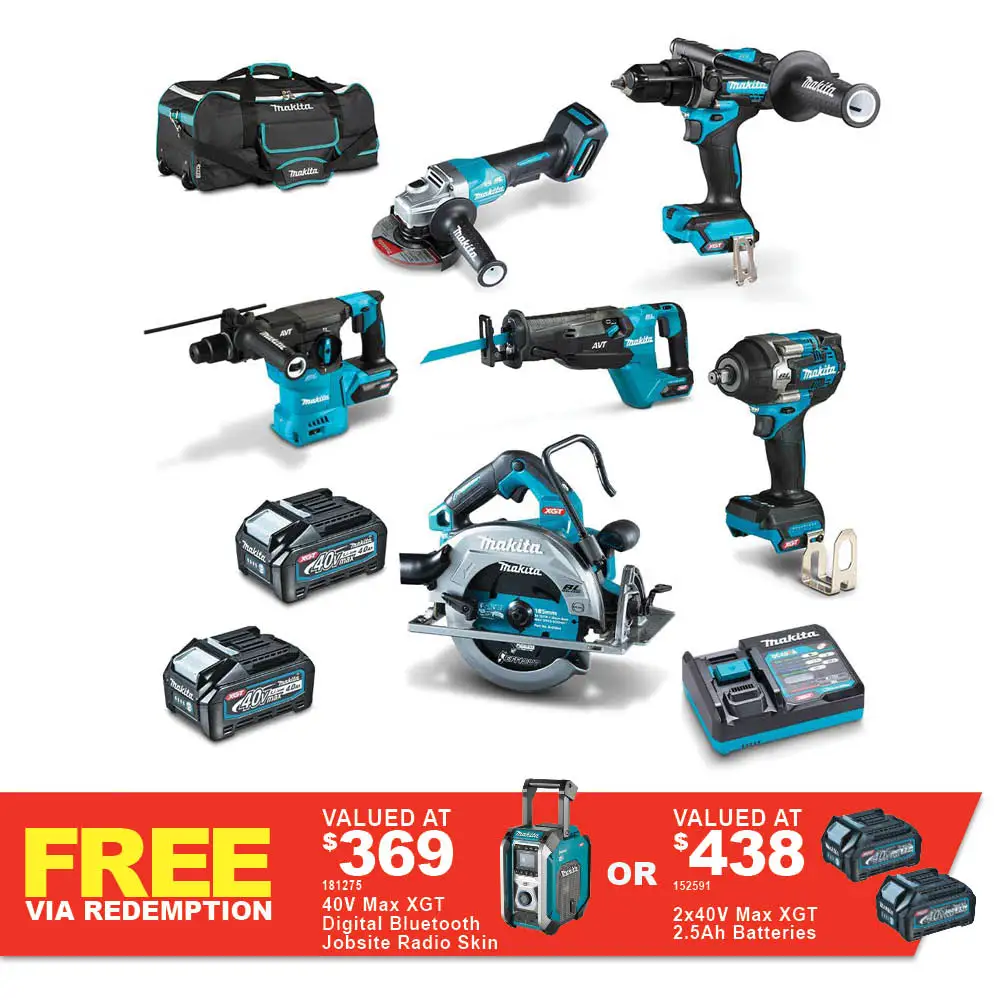 MAKITA 40V Max XGT 6 Piece 2 x 4.0Ah Combo Kit DK0191G601