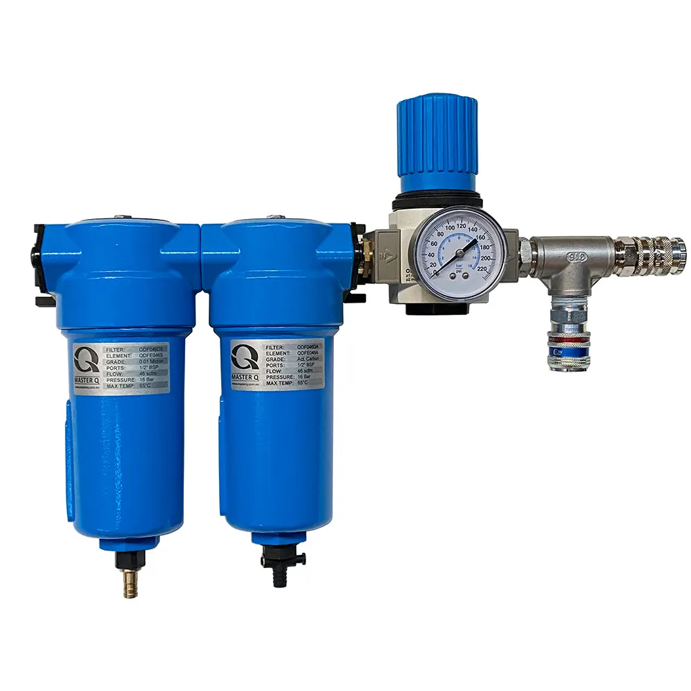 MASTER Q 2 Stage Breathing Air Filtration Set w. Mount & Outlet Regulator QDF046DSABASET