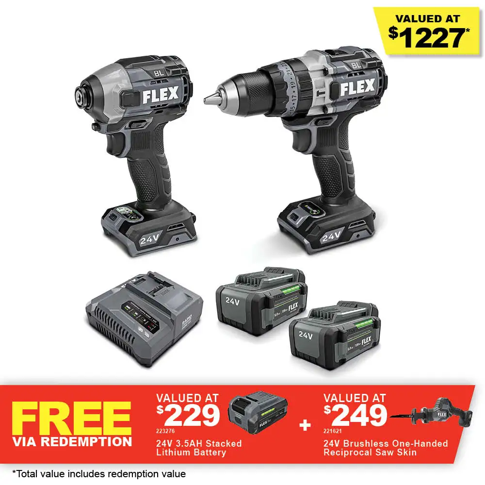 FLEX 24V Brushless 2 Piece 2 x 5.0AH Combo Kit FXMA202-2C