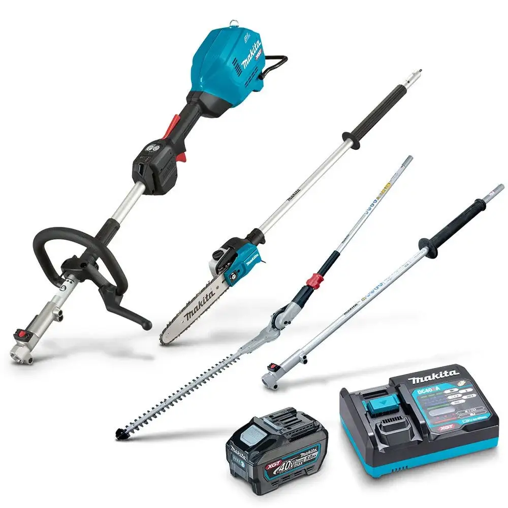 MAKITA 40V MAX XGT Brushless Multi-Function Power Head Kit 1 x 5.0Ah w. Hedge Trimmer, Pole Saw & Extension Pole UX01GT103-B