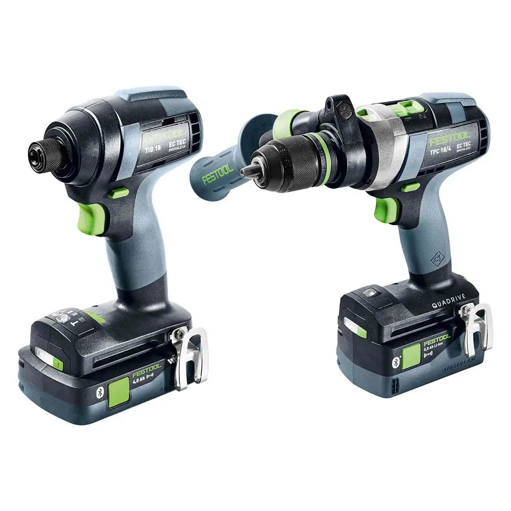 FESTOOL TID/TPC 18V 2 Piece Impact Driver and 4 Speed Hammer Drill 4.0/5.0Ah Set in Systainer 577657