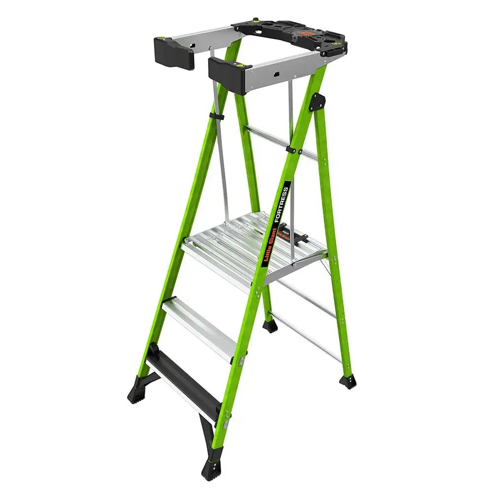 LITTLE GIANT FORTRESS 0.9m 150kg Fibreglass With Rail & Gate Platform Step Ladder 19303