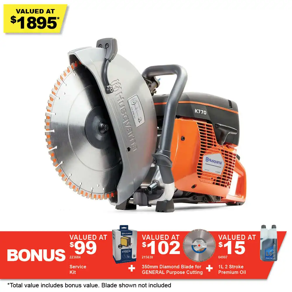 HUSQVARNA K770 350mm 74cc Power Cut Demolition Saw 967682101