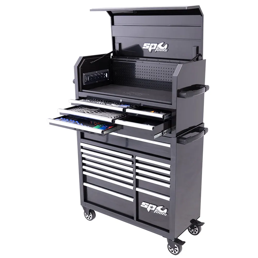 SP TOOLS 18 Drawer Metric/SAE Tool Kit Black/Chrome - 276 Piece SP50551