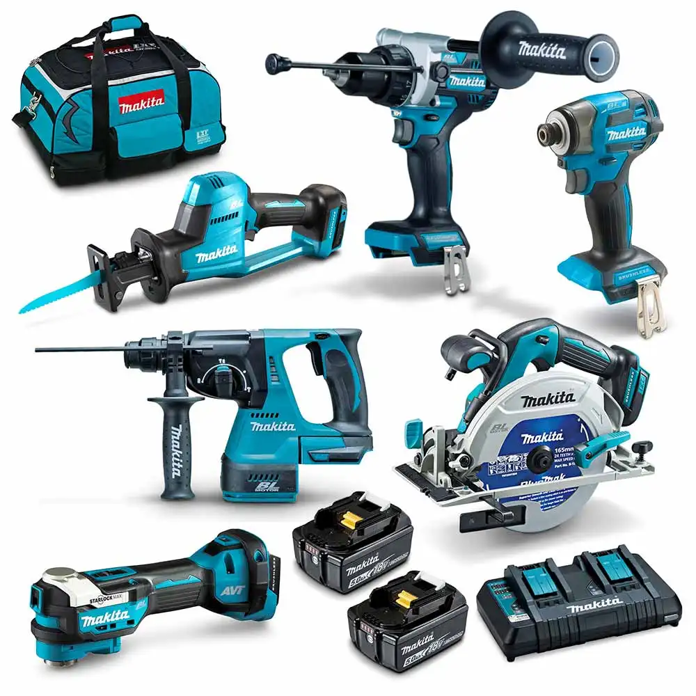MAKITA 18V Brushless 6 Piece 2 x 5.0AH Combo Kit DLX6137TX1