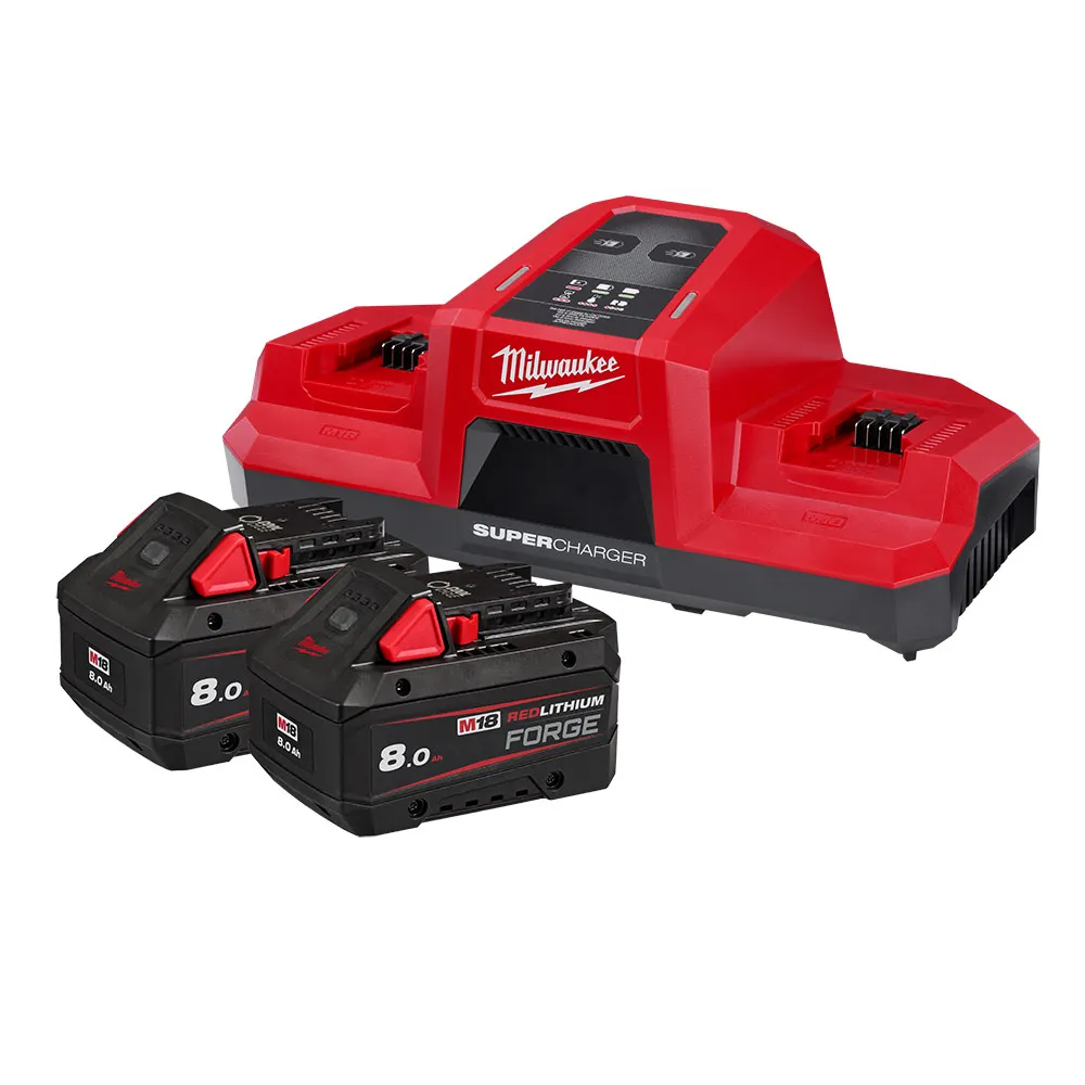 MILWAUKEE 18V REDLITHIUM FORGE 8.0Ah Super Charger Starter Pack M18FSPD802B