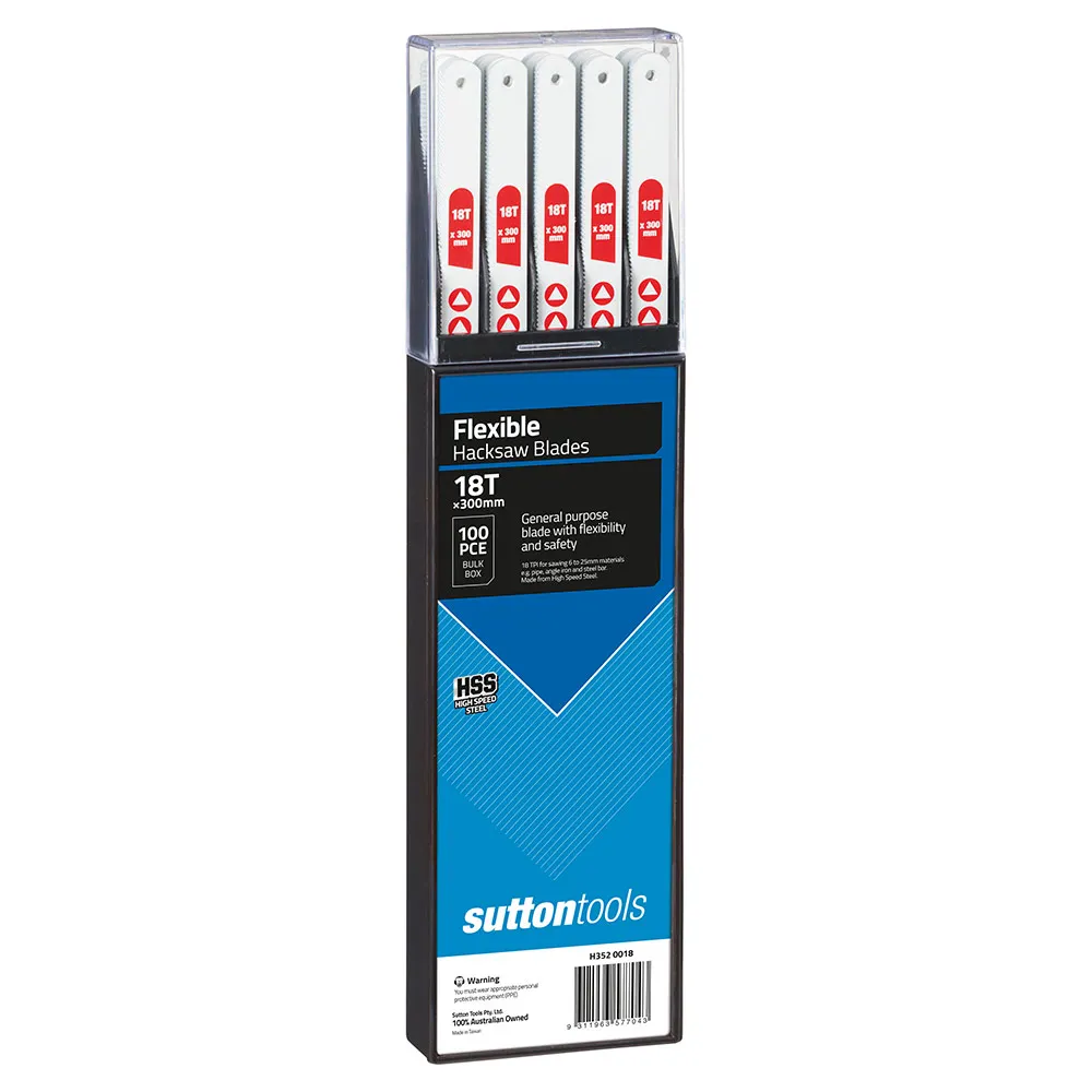 SUTTON 300mm 18TPI Flexible HSS Hacksaw Blade - 100 Pack H3520018
