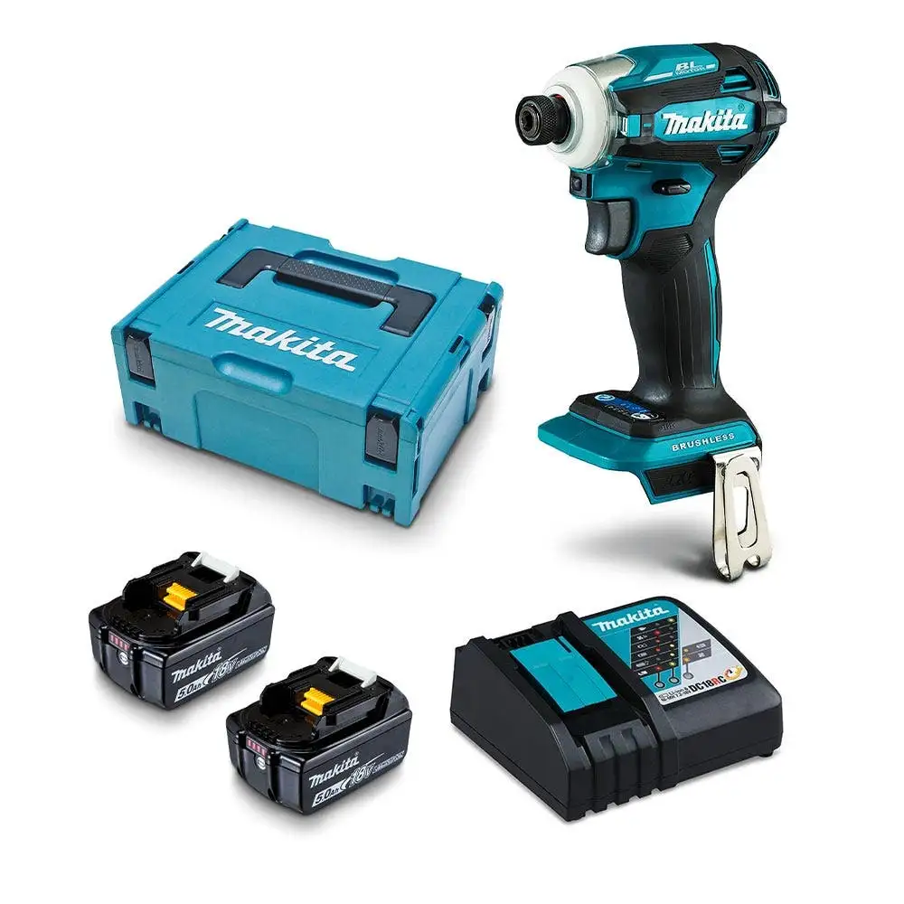 MAKITA 18V Brushless 2 x 5.0Ah 1/4" Impact Driver Kit DTD172RTJ