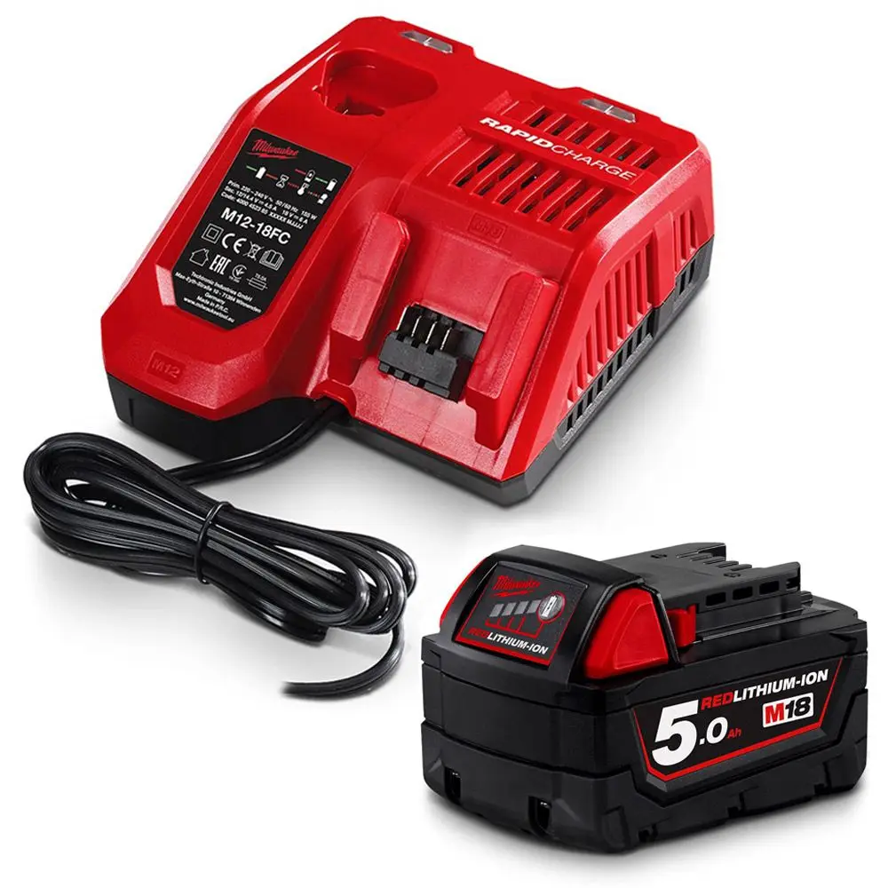 MILWAUKEE 18V 5.0Ah Battery Starter Pack Red Lithium-Ion M18SP-501B