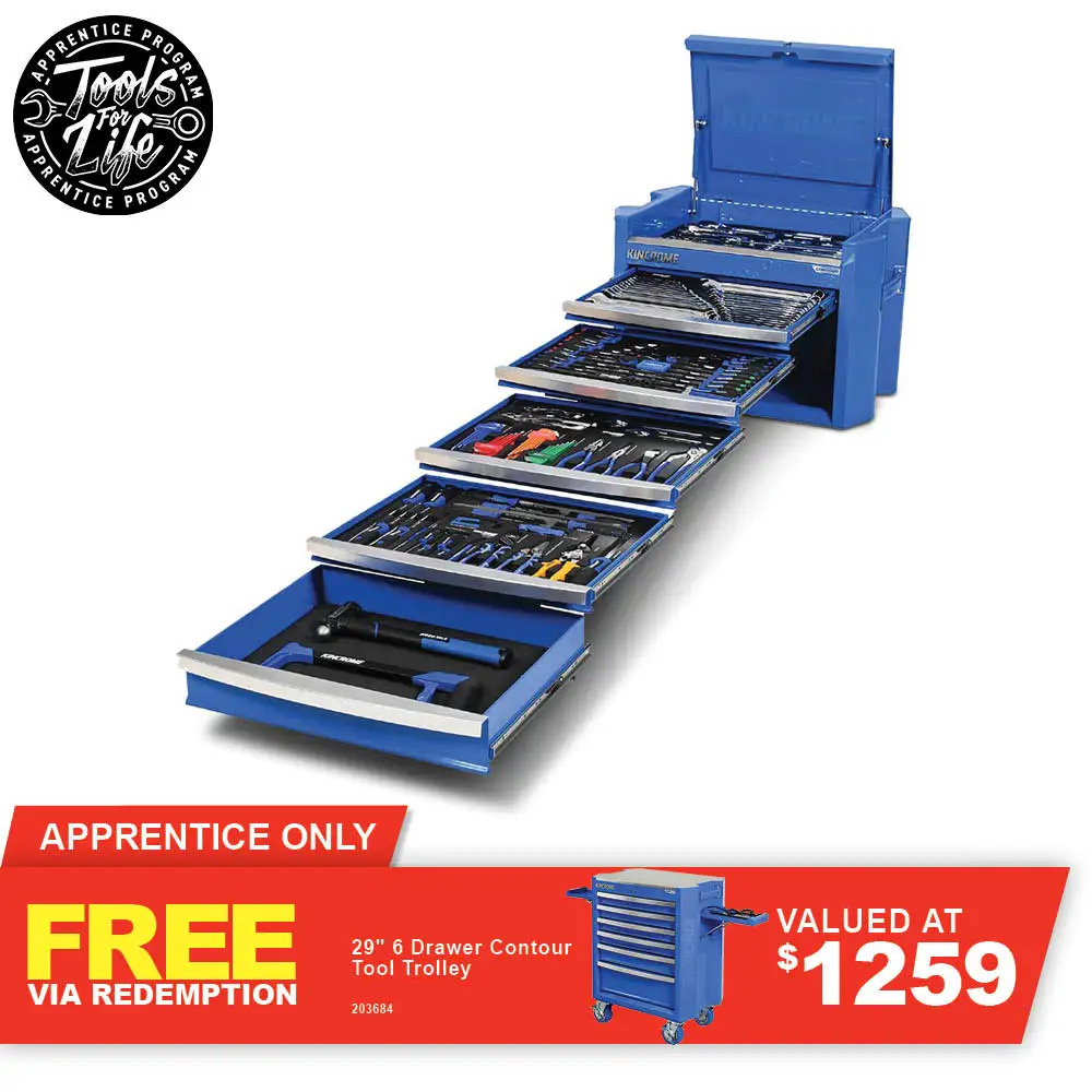 KINCROME Contour TFL Tool Chest 286 Piece 5 Drawer Blue P1820