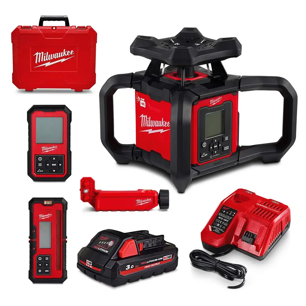 MILWAUKEE 18V 1200m Rotary HV/DG Laser Level Red Kit M18RL1220-301C
