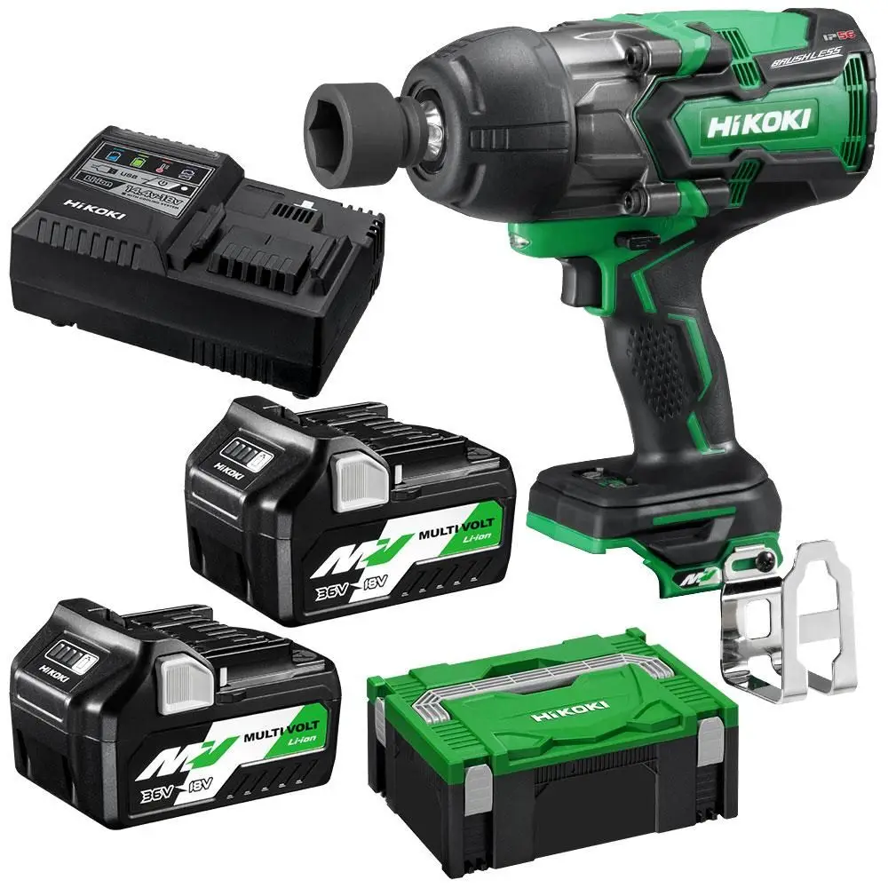 HIKOKI 36V MULTIVOLT 2 x 2.5Ah/5.0Ah 1/2 Impact Wrench WR36DB(HRZ)