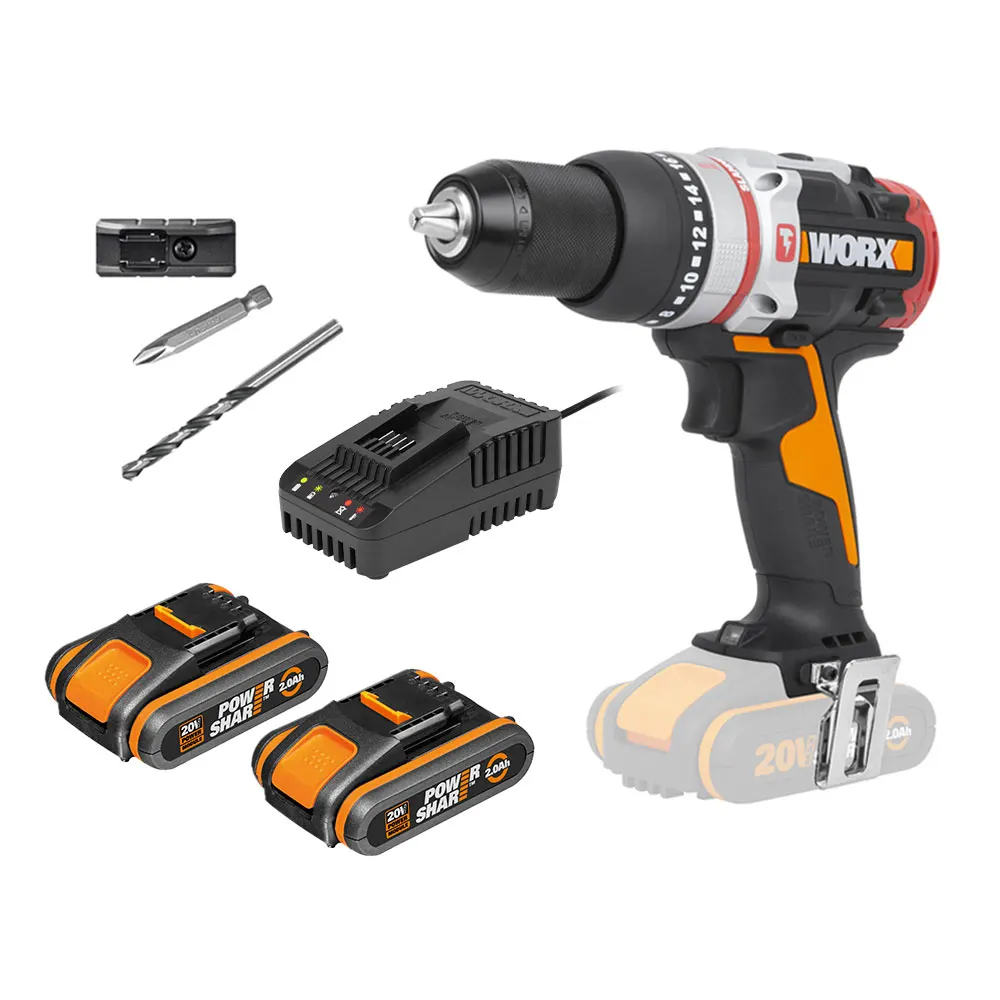 WORX 20V SDS Brushless 2 x 2.0Ah 60Nm Hammer Drill Kit WX354