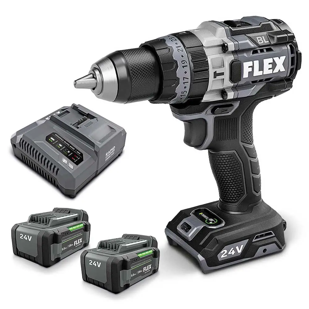 FLEX 24V 2 x 5.0Ah 13mm Hammer Drill Kit FXA1271T-2C