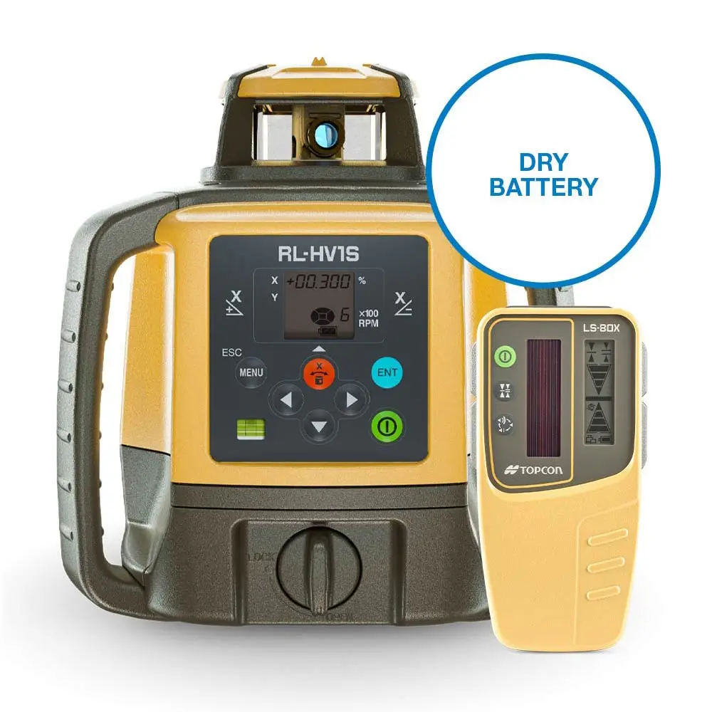 TOPCON HV1S Dial-In-Single Grade Rotary Laser Dry Battery with Standard LS-80X Receiver 1051612-08