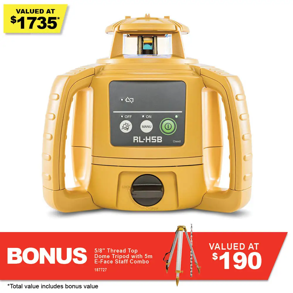 TOPCON RL-H5B Rotary Laser Dry Battery with Standard LS-80X Receiver 1021200-71