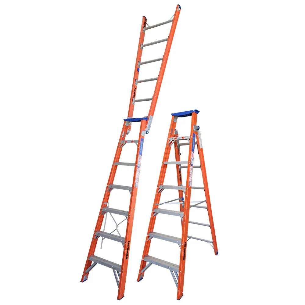 INDALEX 180kg Pro 2.1m - 3.8m Dual Purpose Fibreglass Ladder PRODPF7