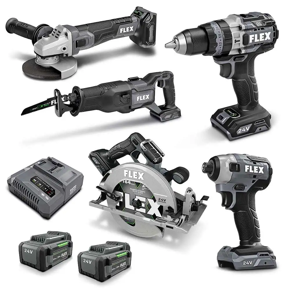 FLEX 24V Brushless 5 Piece 2 x 5.0AH Combo Kit FXMA501-2C
