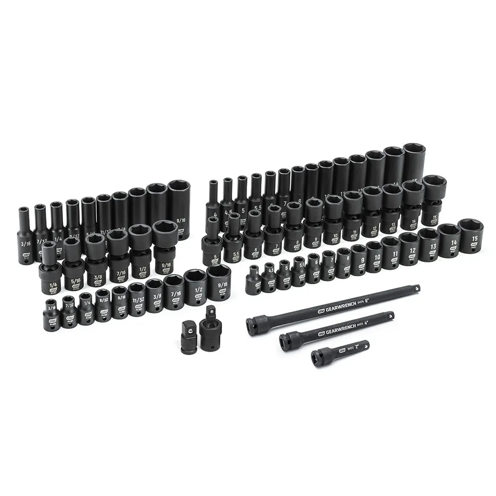GEARWRENCH 1/4" Drive 6 Pt Standard & Deep Universal Impact Metric/SAE Socket Set - 71 Piece 84903