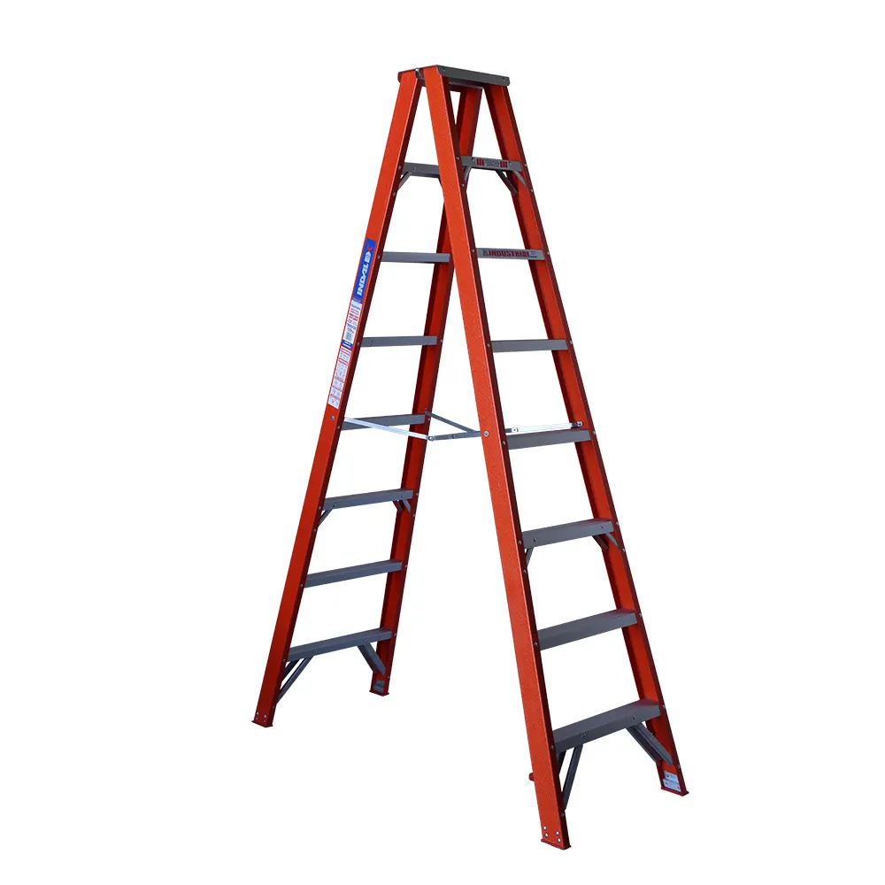 INDALEX 120kg Trade 2.4m Fibreglass Double Sided Step Ladder TRDSF8D