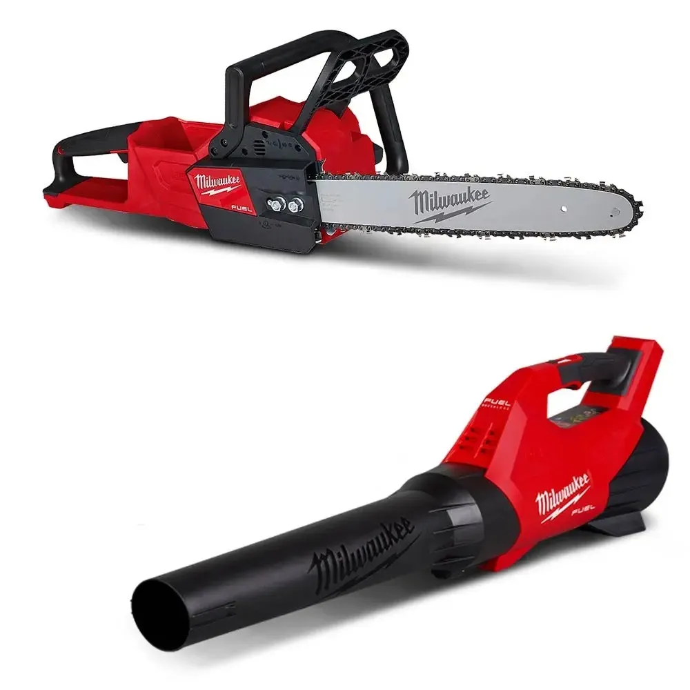 MILWAUKEE 18V FUEL Brushless Blower & 35cm (14�? Chainsaw Skins Outdoor Pack M18F2OPC0